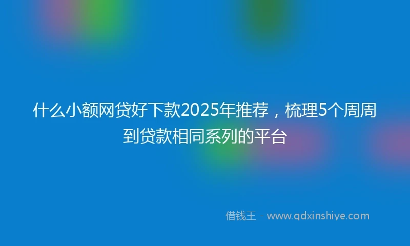 什么小额网贷好下款2025年推荐，梳理5个周周到贷款相同系列的平台