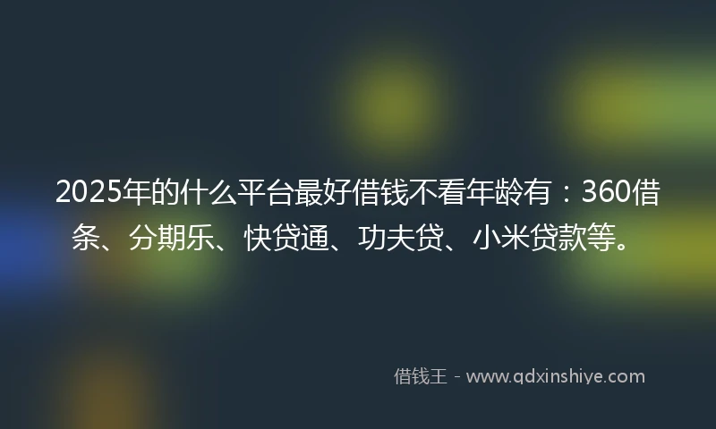 2025年的什么平台最好借钱不看年龄有：360借条、分期乐、快贷通、功夫贷、小米贷款等。
