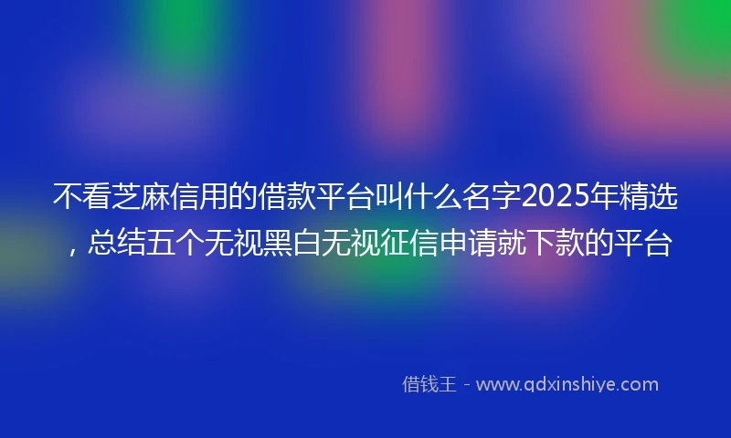 不看芝麻信用的借款平台叫什么名字2025年精选，总结五个无视黑白无视征信申请就下款的平台