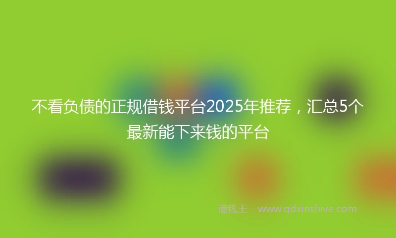 不看负债的正规借钱平台2025年推荐，汇总5个最新能下来钱的平台