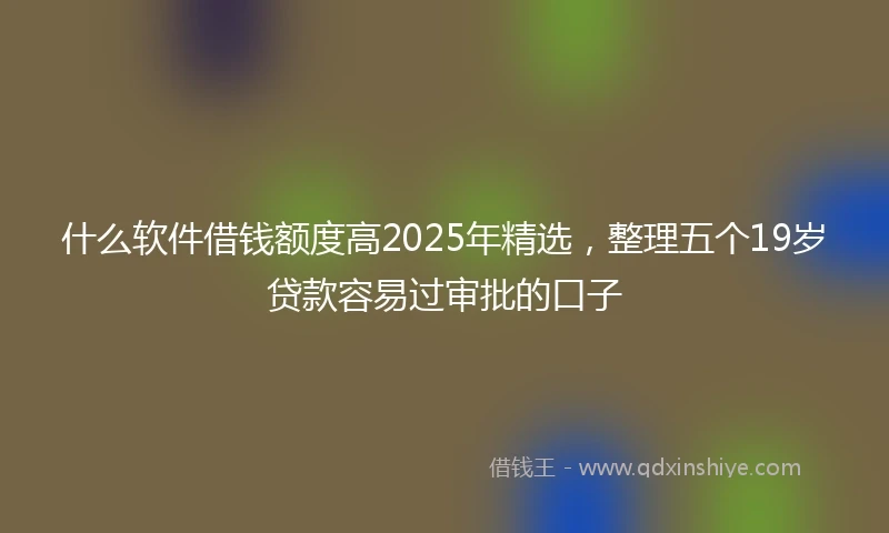 什么软件借钱额度高2025年精选，整理五个19岁贷款容易过审批的口子