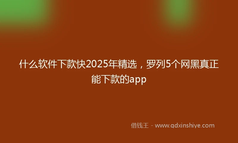 什么软件下款快2025年精选，罗列5个网黑真正能下款的app