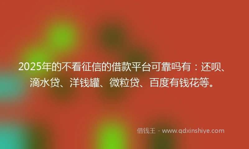 2025年的不看征信的借款平台可靠吗有：还呗、滴水贷、洋钱罐、微粒贷、百度有钱花等。