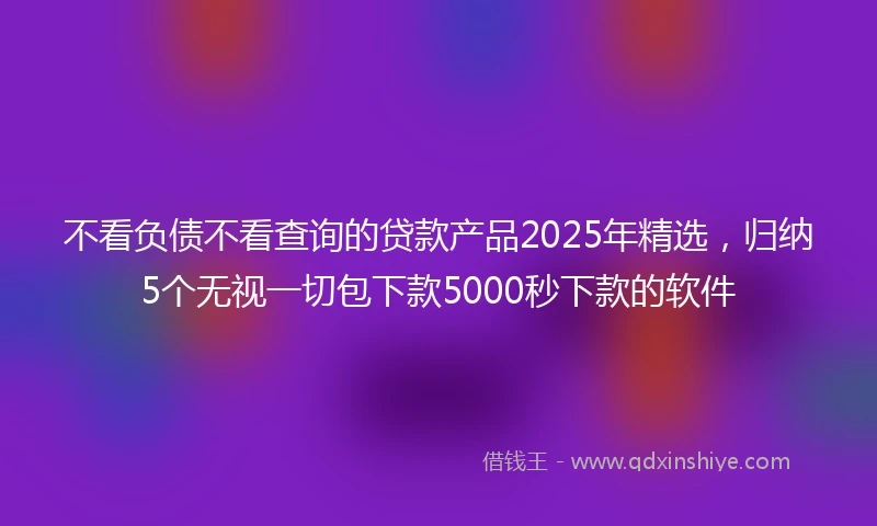 不看负债不看查询的贷款产品2025年精选，归纳5个无视一切包下款5000秒下款的软件