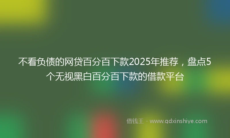不看负债的网贷百分百下款2025年推荐，盘点5个无视黑白百分百下款的借款平台