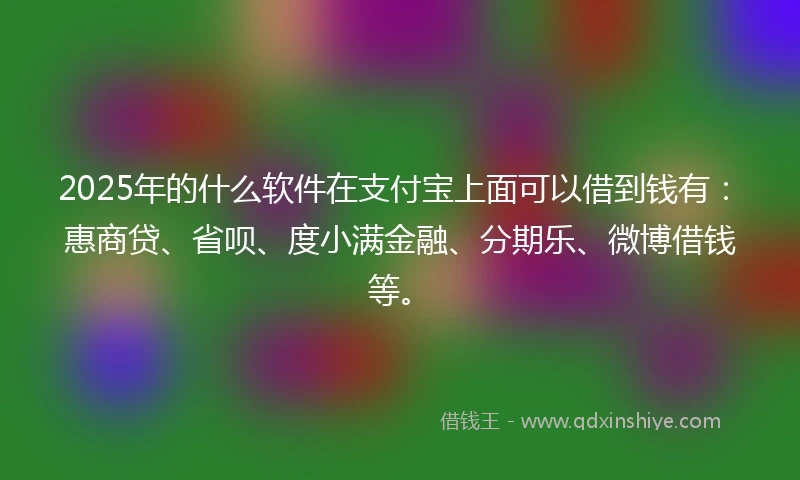 2025年的什么软件在支付宝上面可以借到钱有：惠商贷、省呗、度小满金融、分期乐、微博借钱等。