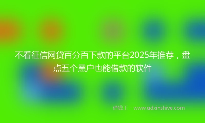 不看征信网贷百分百下款的平台2025年推荐,盘点五个黑户也能借款的软件