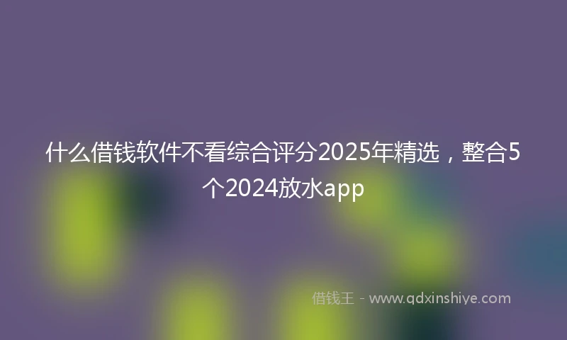 什么借钱软件不看综合评分2025年精选，整合5个2024放水app