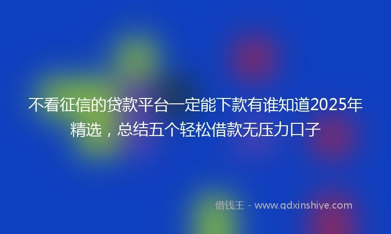 不看征信的贷款平台一定能下款有谁知道2025年精选，总结五个轻松借款无压力口子