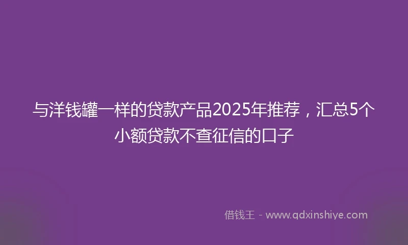 与洋钱罐一样的贷款产品2025年推荐，汇总5个小额贷款不查征信的口子