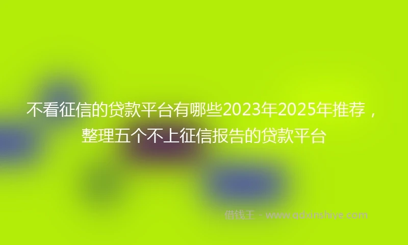 不看征信的贷款平台有哪些2023年2025年推荐，整理五个不上征信报告的贷款平台