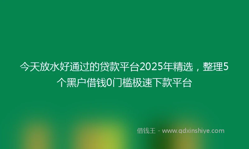 今天放水好通过的贷款平台2025年精选，整理5个黑户借钱0门槛极速下款平台