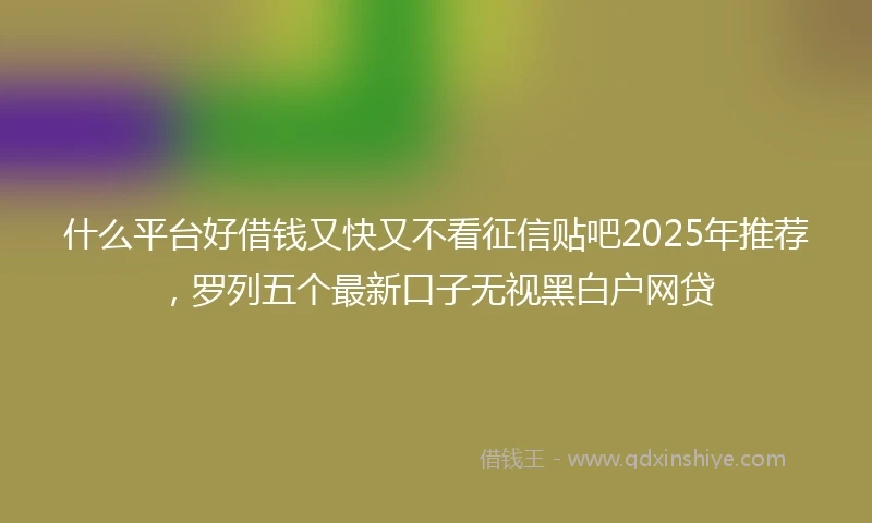 什么平台好借钱又快又不看征信贴吧2025年推荐，罗列五个最新口子无视黑白户网贷