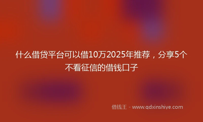 什么借贷平台可以借10万2025年推荐，分享5个不看征信的借钱口子