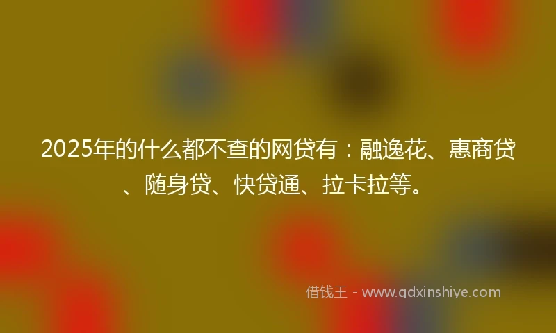 2025年的什么都不查的网贷有：融逸花、惠商贷、随身贷、快贷通、拉卡拉等。