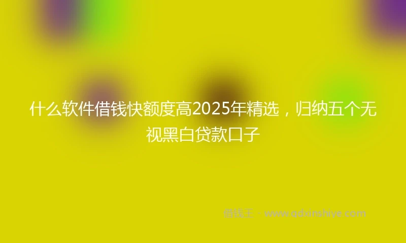什么软件借钱快额度高2025年精选，归纳五个无视黑白贷款口子