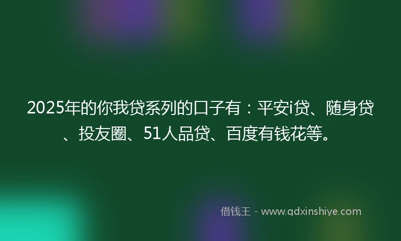 2025年的你我贷系列的口子有：平安i贷、随身贷、投友圈、51人品贷、百度有钱花等。