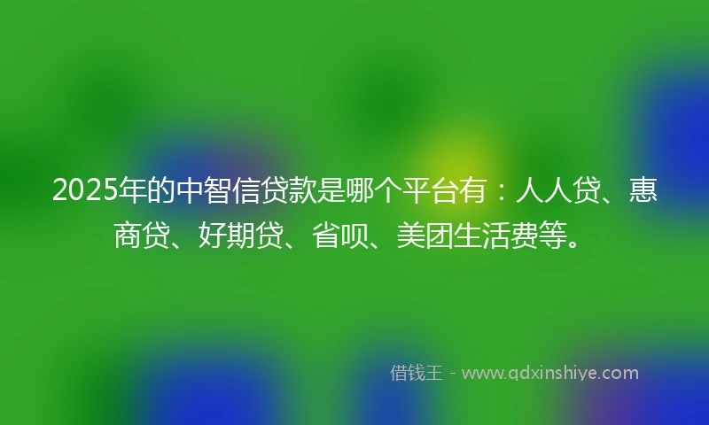 2025年的中智信贷款是哪个平台有：人人贷、惠商贷、好期贷、省呗、美团生活费等。