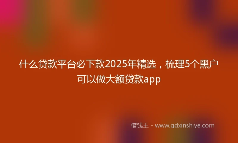 什么贷款平台必下款2025年精选，梳理5个黑户可以做大额贷款app