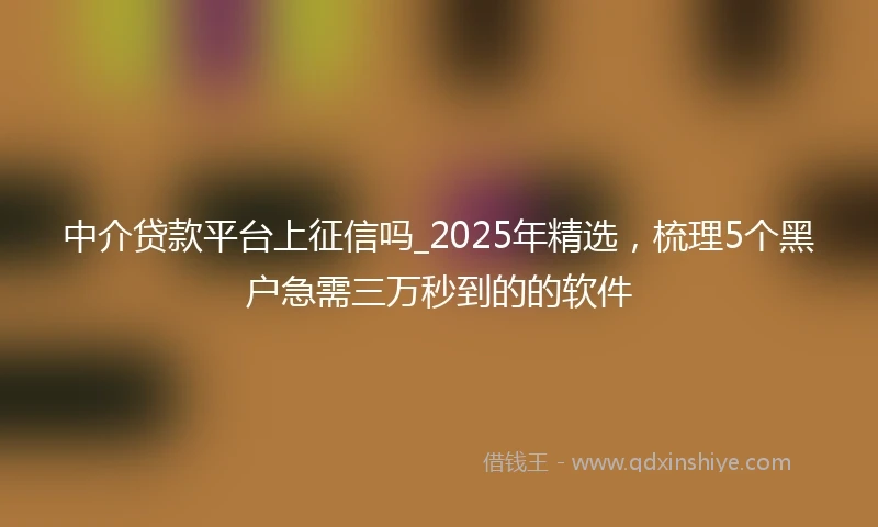 中介贷款平台上征信吗_2025年精选，梳理5个黑户急需三万秒到的的软件