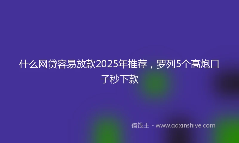 什么网贷容易放款2025年推荐，罗列5个高炮口子秒下款