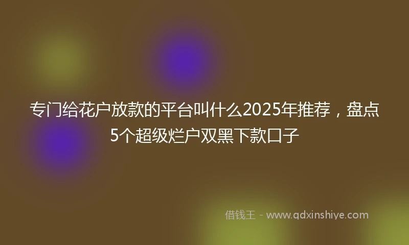 专门给花户放款的平台叫什么2025年推荐,盘点5个超级烂户双黑下款口子