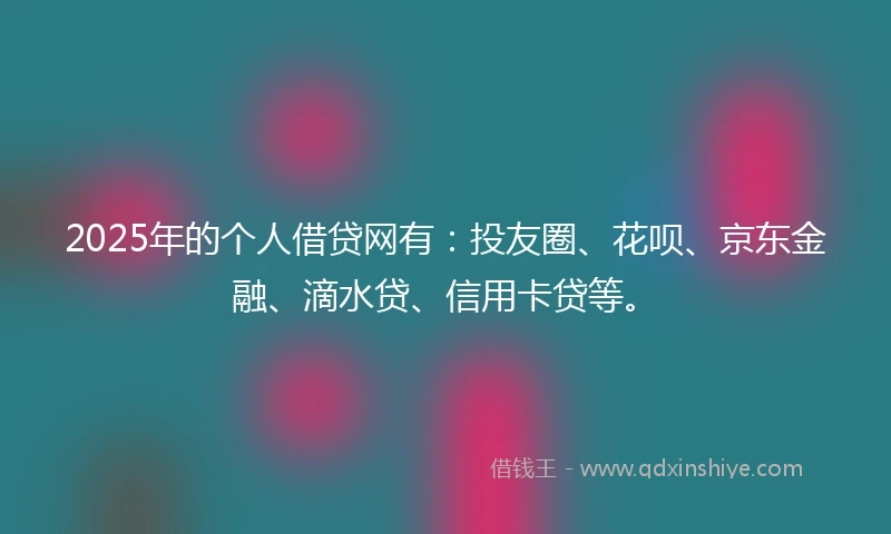 2025年的个人借贷网有：投友圈、花呗、京东金融、滴水贷、信用卡贷等。