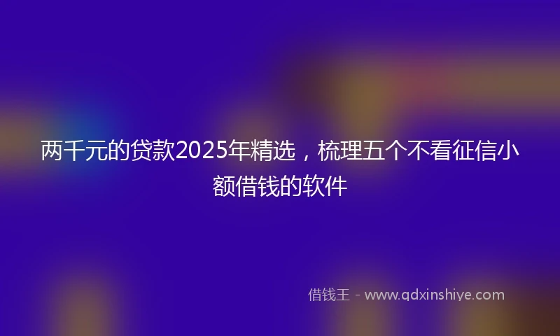 两千元的贷款2025年精选，梳理五个不看征信小额借钱的软件