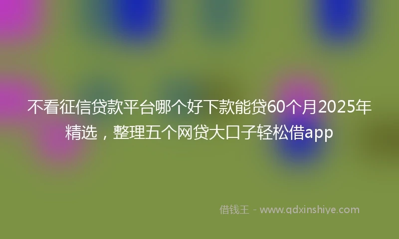 不看征信贷款平台哪个好下款能贷60个月2025年精选，整理五个网贷大口子轻松借app