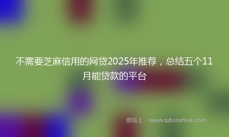 不需要芝麻信用的网贷2025年推荐，总结五个11月能贷款的平台