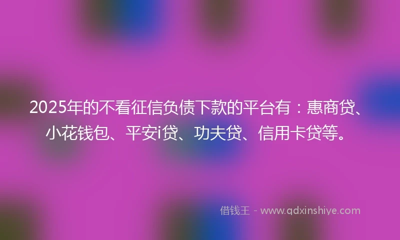 2025年的不看征信负债下款的平台有：惠商贷、小花钱包、平安i贷、功夫贷、信用卡贷等。
