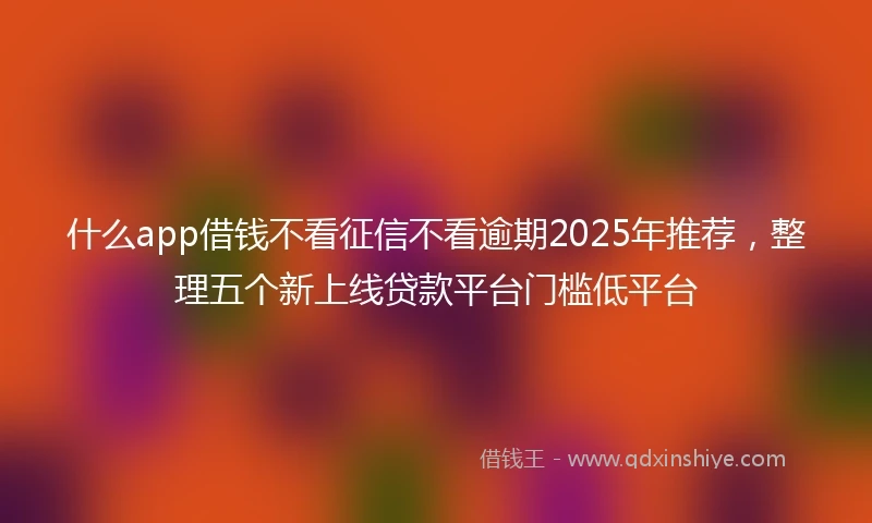 什么app借钱不看征信不看逾期2025年推荐，整理五个新上线贷款平台门槛低平台