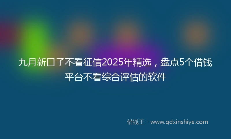 九月新口子不看征信2025年精选，盘点5个借钱平台不看综合评估的软件