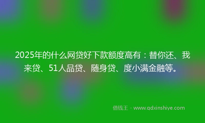 2025年的什么网贷好下款额度高有：替你还、我来贷、51人品贷、随身贷、度小满金融等。