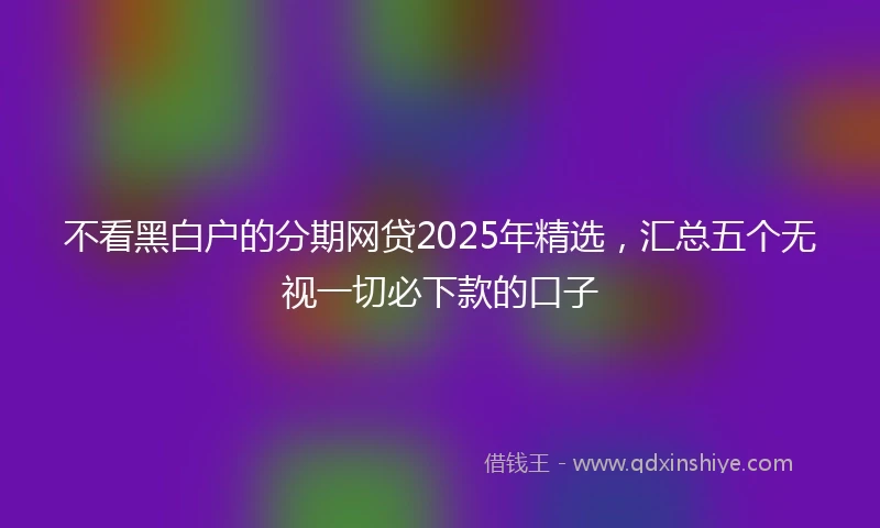 不看黑白户的分期网贷2025年精选，汇总五个无视一切必下款的口子