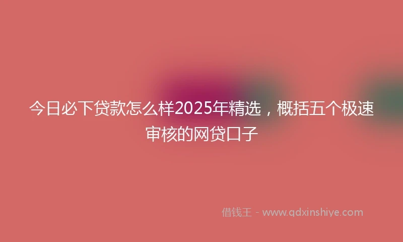 今日必下贷款怎么样2025年精选，概括五个极速审核的网贷口子