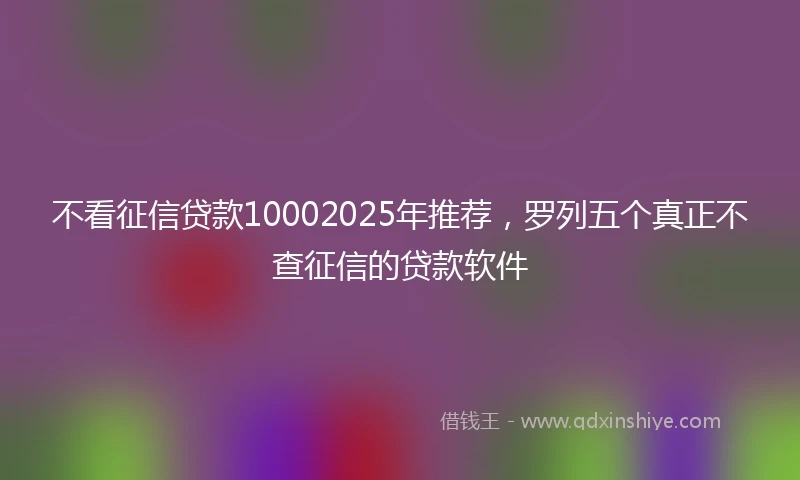 不看征信贷款10002025年推荐，罗列五个真正不查征信的贷款软件