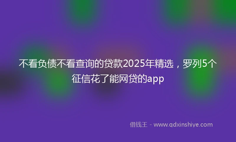 不看负债不看查询的贷款2025年精选，罗列5个征信花了能网贷的app