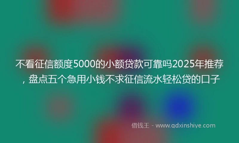 不看征信额度5000的小额贷款可靠吗2025年推荐，盘点五个急用小钱不求征信流水轻松贷的口子