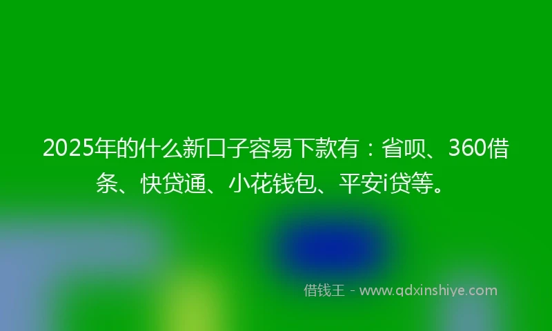 2025年的什么新口子容易下款有：省呗、360借条、快贷通、小花钱包、平安i贷等。