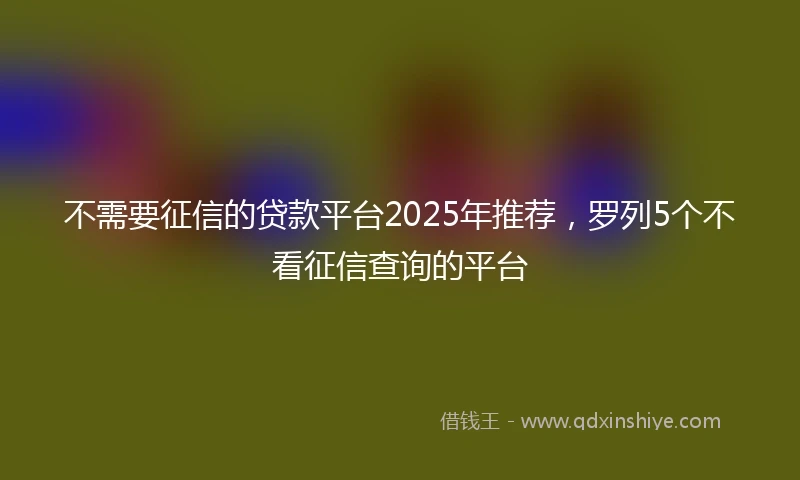 不需要征信的贷款平台2025年推荐，罗列5个不看征信查询的平台