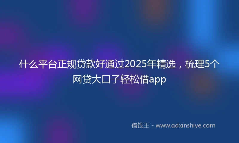 什么平台正规贷款好通过2025年精选，梳理5个网贷大口子轻松借app
