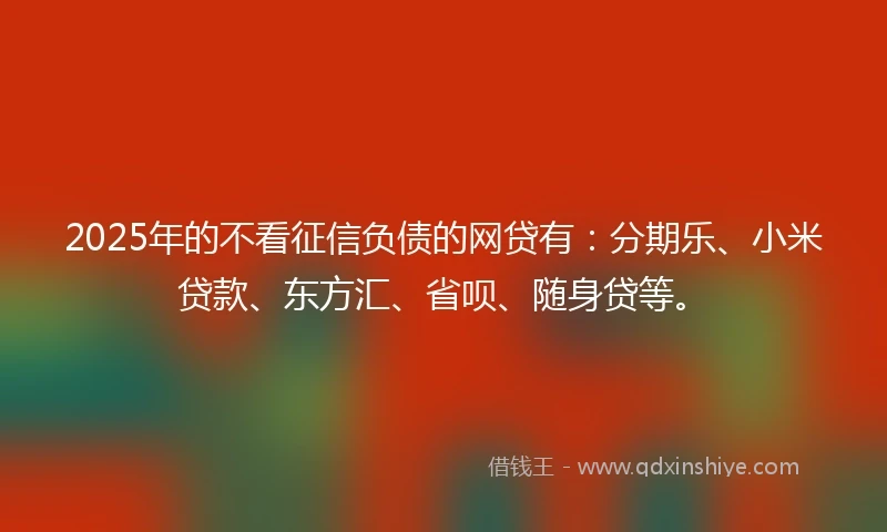 2025年的不看征信负债的网贷有：分期乐、小米贷款、东方汇、省呗、随身贷等。