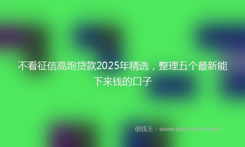 不看征信高炮贷款2025年精选，整理五个最新能下来钱的口子