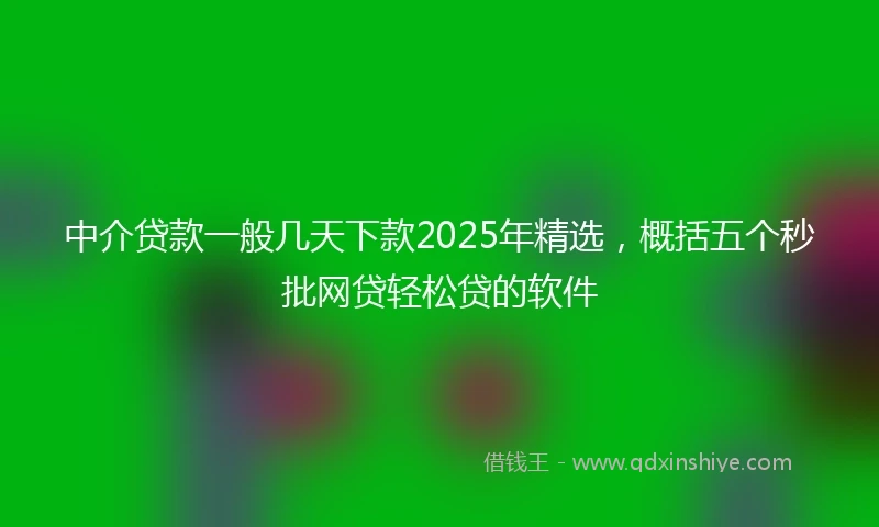 中介贷款一般几天下款2025年精选，概括五个秒批网贷轻松贷的软件