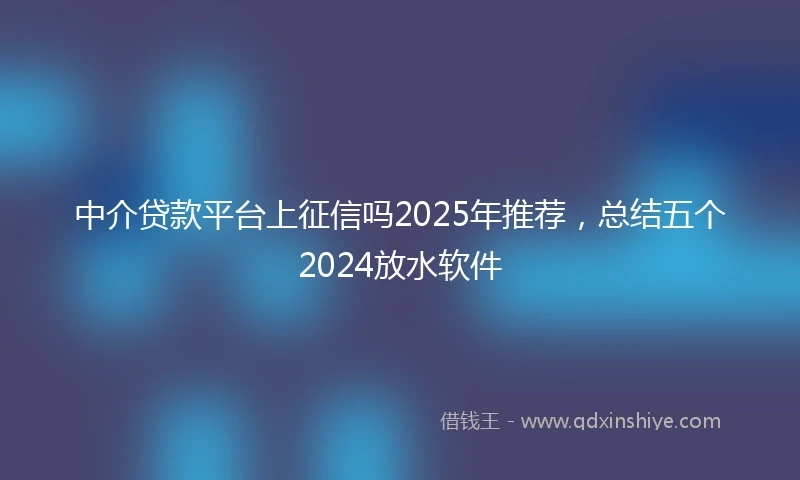 中介贷款平台上征信吗2025年推荐，总结五个2024放水软件
