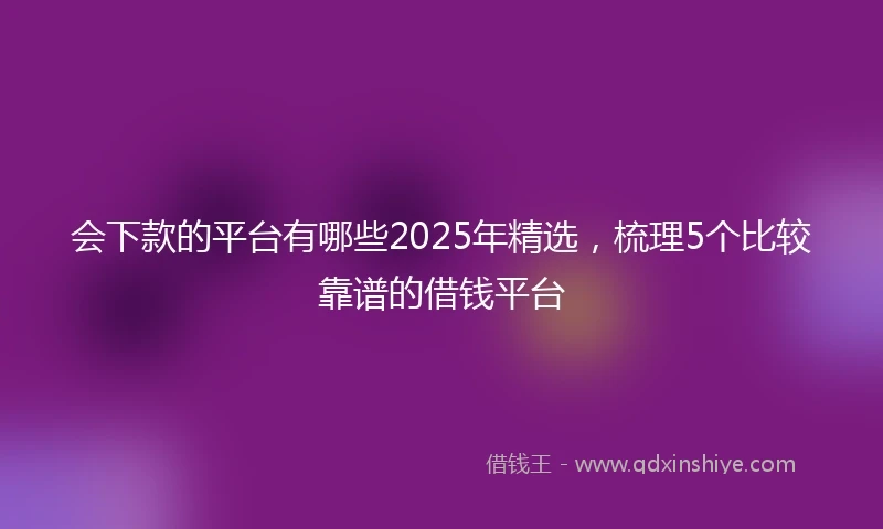 会下款的平台有哪些2025年精选，梳理5个比较靠谱的借钱平台