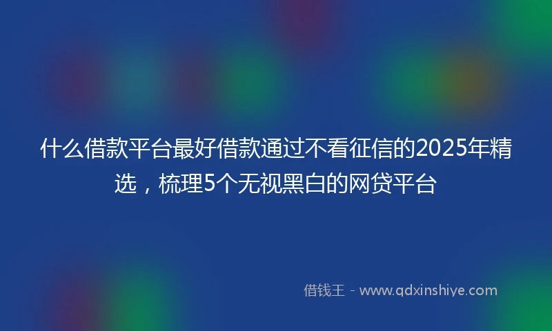 什么借款平台最好借款通过不看征信的2025年精选，梳理5个无视黑白的网贷平台