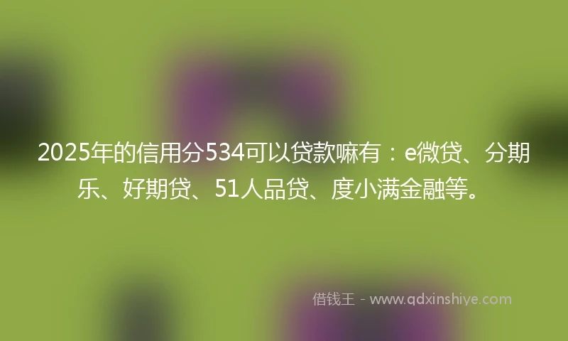2025年的信用分534可以贷款嘛有：e微贷、分期乐、好期贷、51人品贷、度小满金融等。
