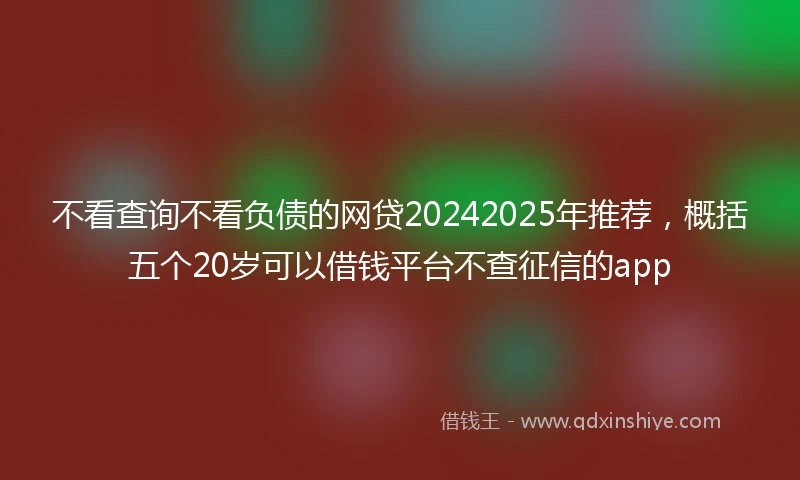 不看查询不看负债的网贷20242025年推荐，概括五个20岁可以借钱平台不查征信的app